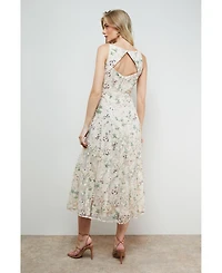 Oasis Women's Hand Embellished V Neck Midi Dress