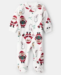 Carter's Baby Boys or Baby Girls Santa Print Loose-Fit Fleece Long-Sleeve Sleep and Play
