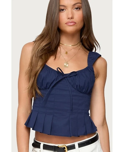 Edikted Women's Tammie Pleated Poplin Top