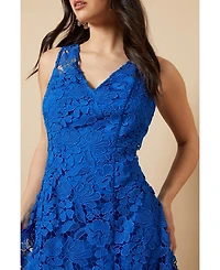 Oasis Women's Floral Lace V Neck Midi Dress