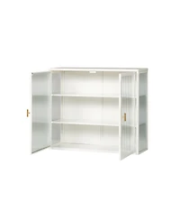 Casainc 28" Wall Cabinet with Glass Doors and 3-Tier Storage for Living and Dining Areas