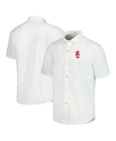 Tommy Bahama Men's White Usc Trojans Coconut Point Palm Vista IslandZone Camp Button-Up Shirt
