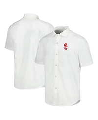 Tommy Bahama Men's White Usc Trojans Coconut Point Palm Vista IslandZone Camp Button-Up Shirt