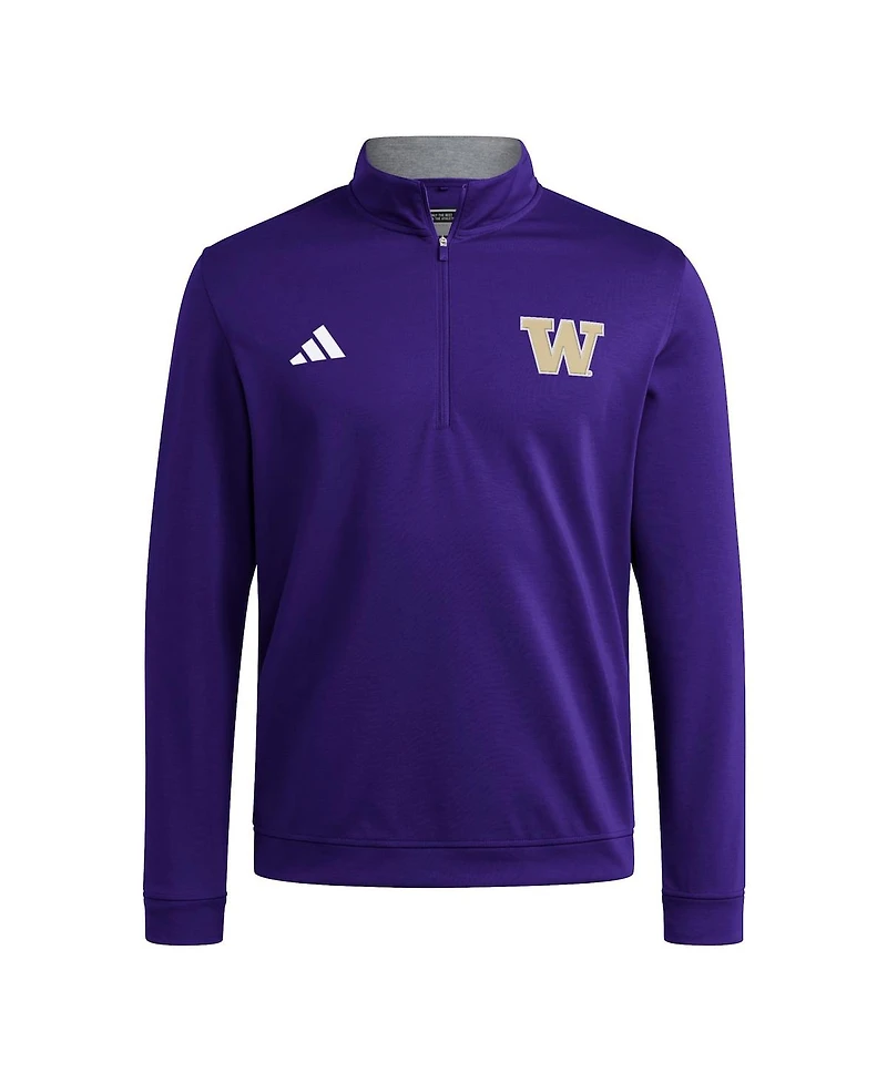 Adidas Men's Purple Washington Huskies Elevated Tri-Blend Quarter-Zip Pullover Sweatshirt