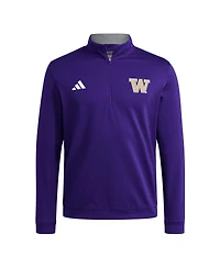 Adidas Men's Purple Washington Huskies Elevated Tri-Blend Quarter-Zip Pullover Sweatshirt