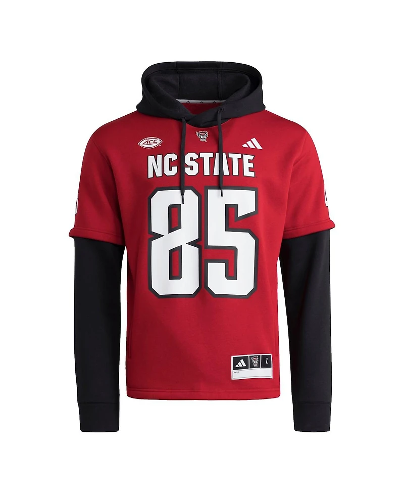 Adidas Men's Red Nc State Wolfpack Jersey Pullover Hoodie