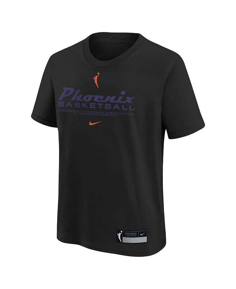 Nike Big Boys and Girls Black Phoenix Mercury Legend Practice Performance T-Shirt