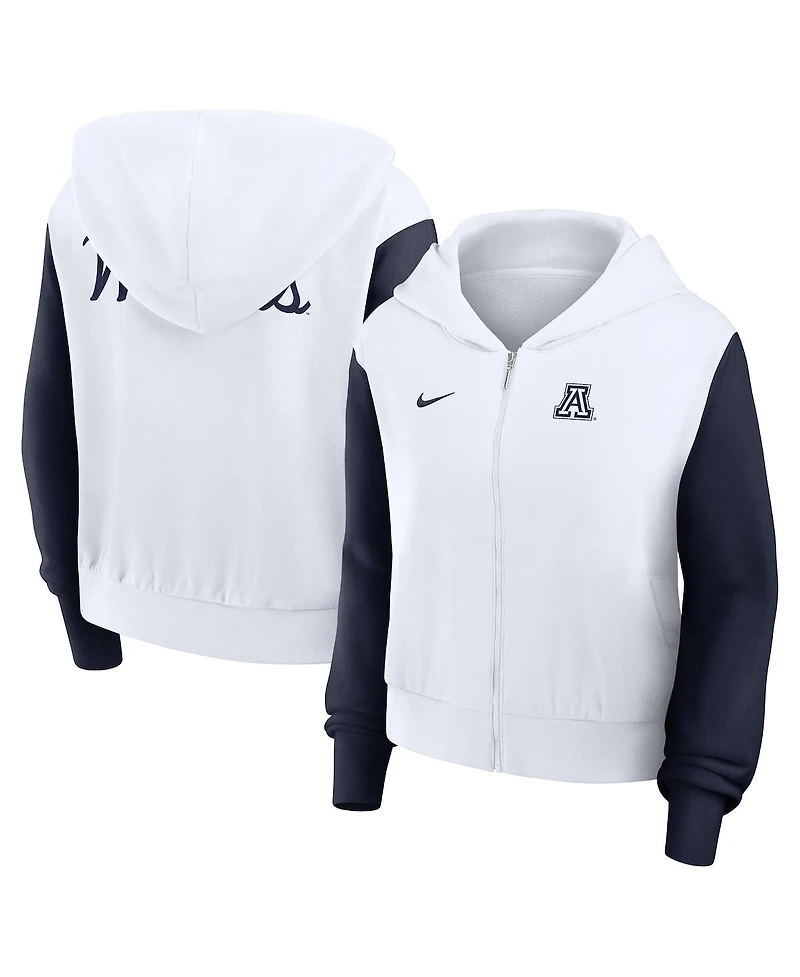 Nike Women's White Arizona Wildcats Cropped Beyond Capability Color-Block Script Full-Zip Hoodie