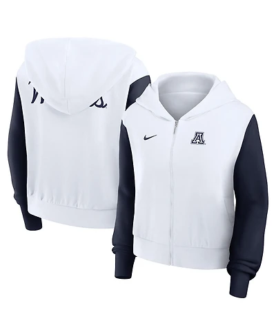 Nike Women's White Arizona Wildcats Cropped Beyond Capability Color-Block Script Full-Zip Hoodie
