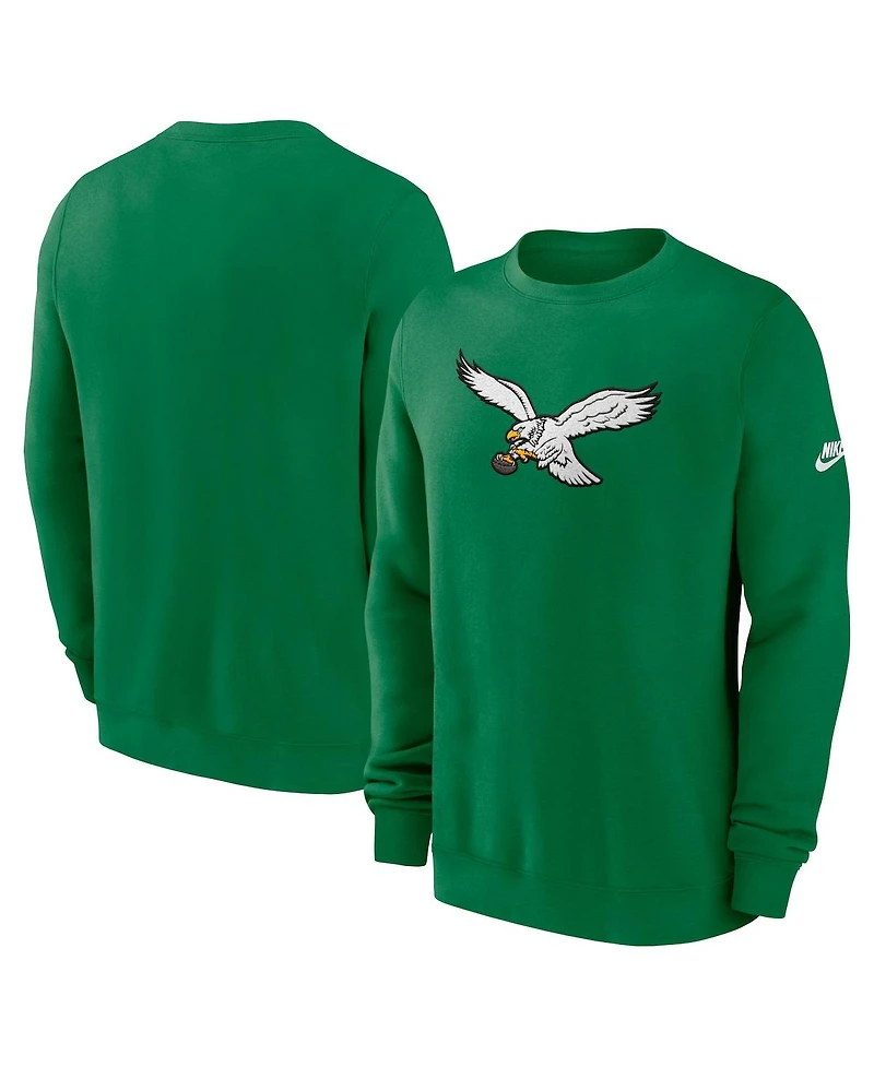 Nike Men's Kelly Green Philadelphia Eagles Swing Pass Rewind Club Pullover Sweatshirt