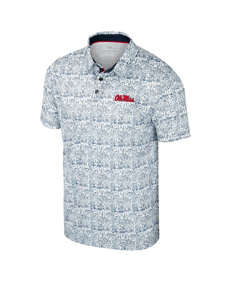 Colosseum Men's Navy Ole Miss Rebels It's Time Allover Print Polo Shirt