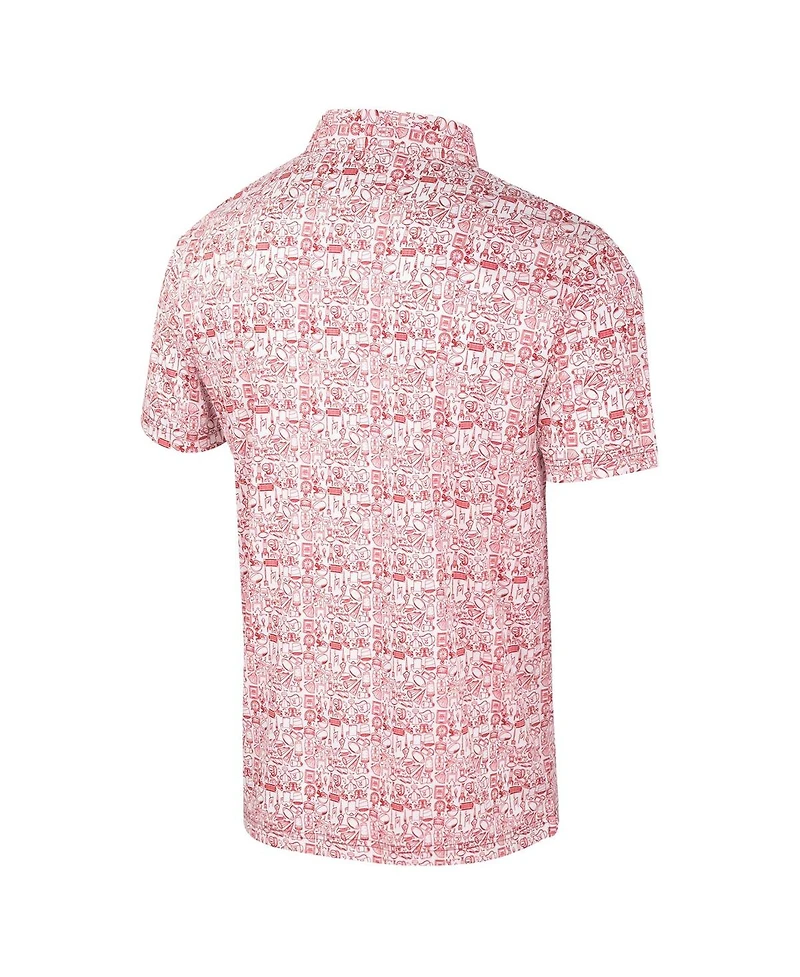 Colosseum Men's Red Louisville Cardinals It's Time Allover Print Polo Shirt