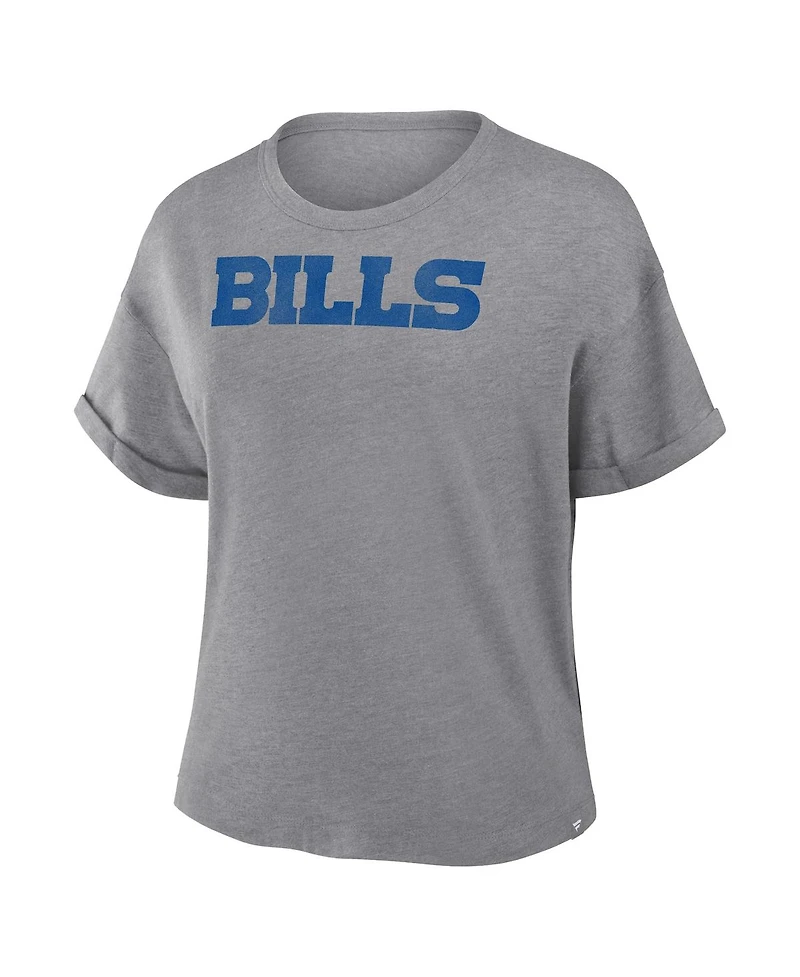 Fanatics Women's Heather Gray Buffalo Bills Swing Pass Tri-Blend Boxy T-Shirt