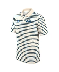 Jordan Men's Tan/Blue Ucla Bruins Striped Primary Logo Performance Polo Shirt