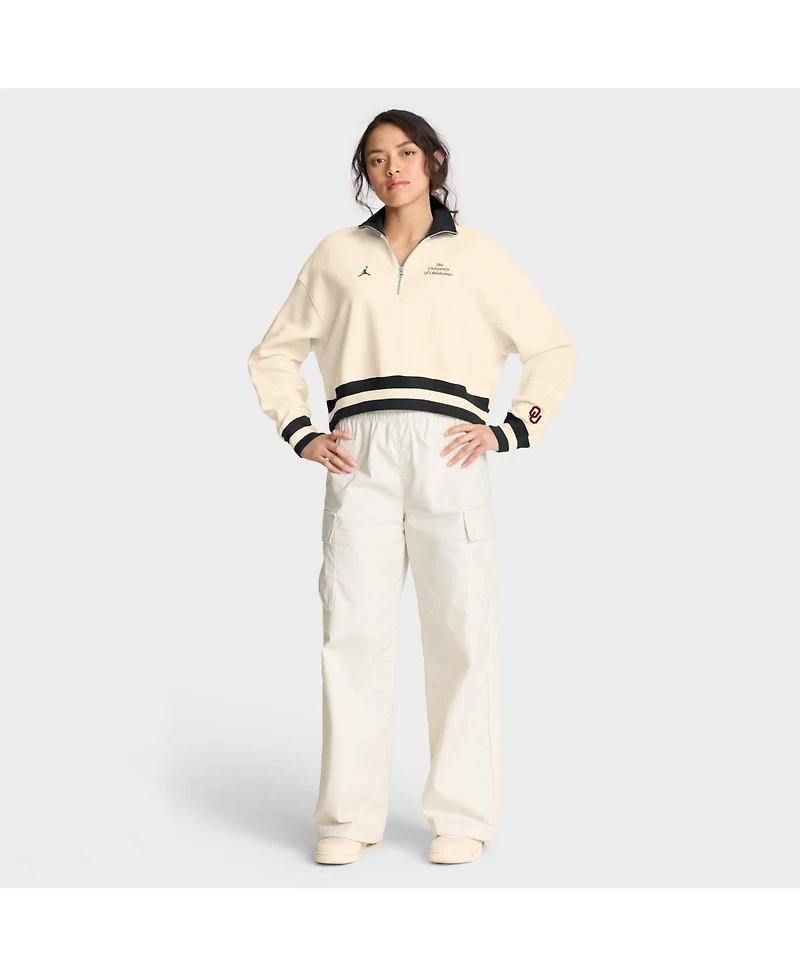 Jordan Women's Tan/Black Oklahoma Sooners Legacy Half-Zip Sweatshirt