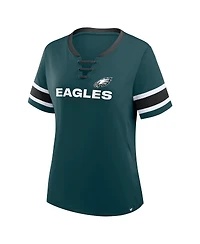 Fanatics Women's Midnight Green Philadelphia Eagles Redzone Draw Play Athena Lace-Up T-Shirt