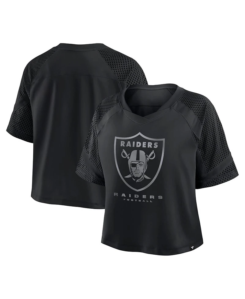 Fanatics Women's Las Vegas Raiders Oversized Raglan V-Neck Blackout Fashion Jersey
