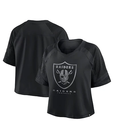 Fanatics Women's Las Vegas Raiders Oversized Raglan V-Neck Blackout Fashion Jersey