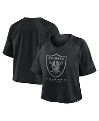 Fanatics Women's Las Vegas Raiders Oversized Raglan V-Neck Blackout Fashion Jersey