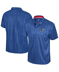 Colosseum Men's Royal Kansas Jayhawks Football Print Polo Shirt
