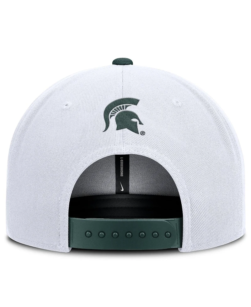 Nike Men's White/Green Michigan State Spartans 2025 On-field Patch Pro Dri-fit Snapback Hat