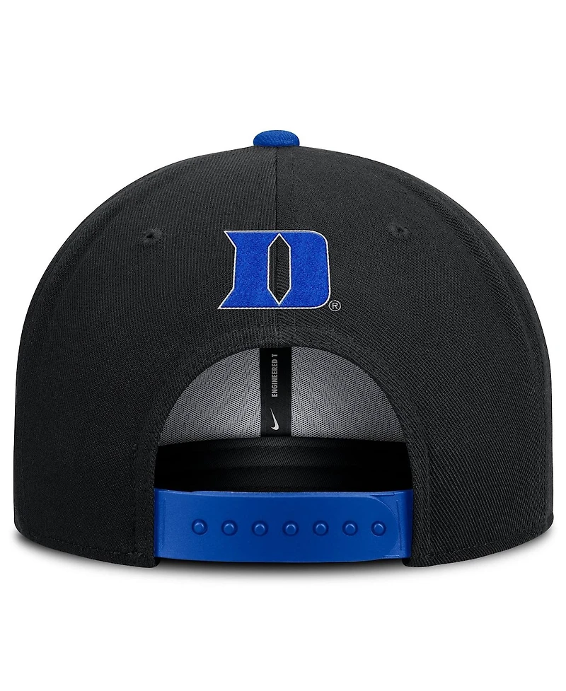 Nike Men's Black/Royal Duke Blue Devils 2025 On-field Patch Pro Dri-fit Snapback Hat