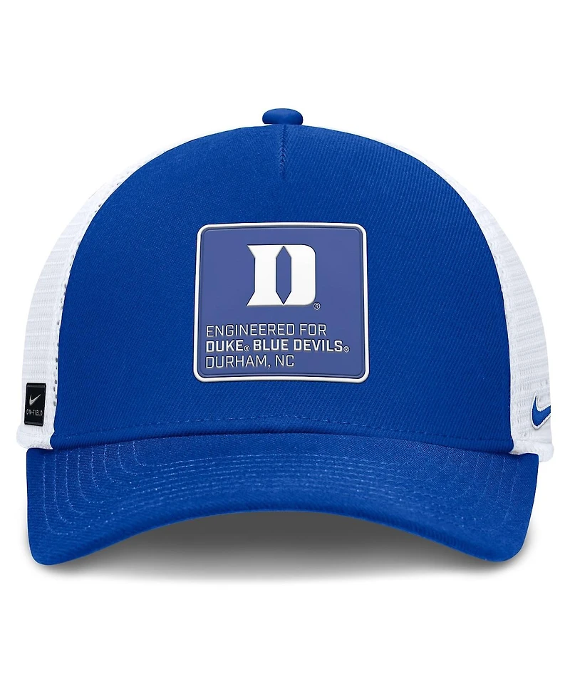 Nike Men's Royal/White Duke Blue Devils 2025 On-field Rise Engineered Trucker Adjustable Hat
