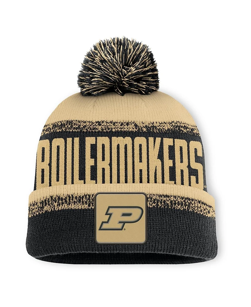 Fanatics Men's Black/Gold Purdue Boilermakers Thrive Cuffed with Pom Knit Hat