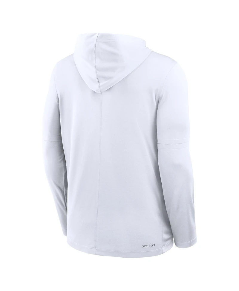 Jordan Men's White Oklahoma Sooners 2025 Sideline Performance Long Sleeve Hoodie T-Shirt