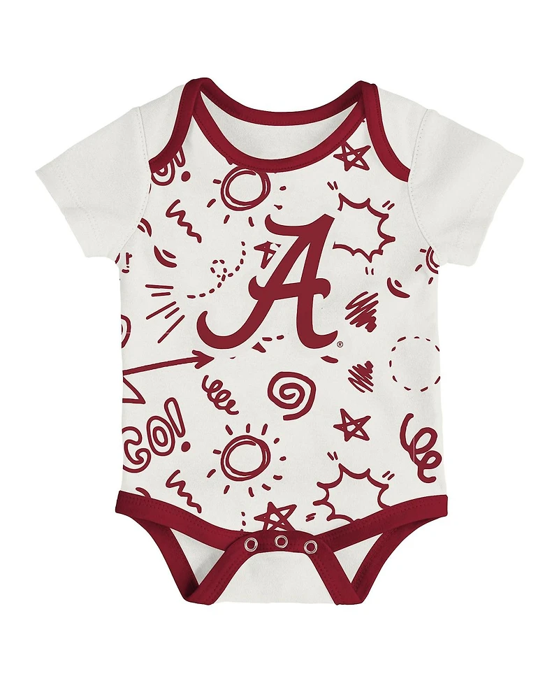 Outerstuff Baby Boys and Girls 3-Pack Alabama Crimson Tide All Day Play Bodysuit Set