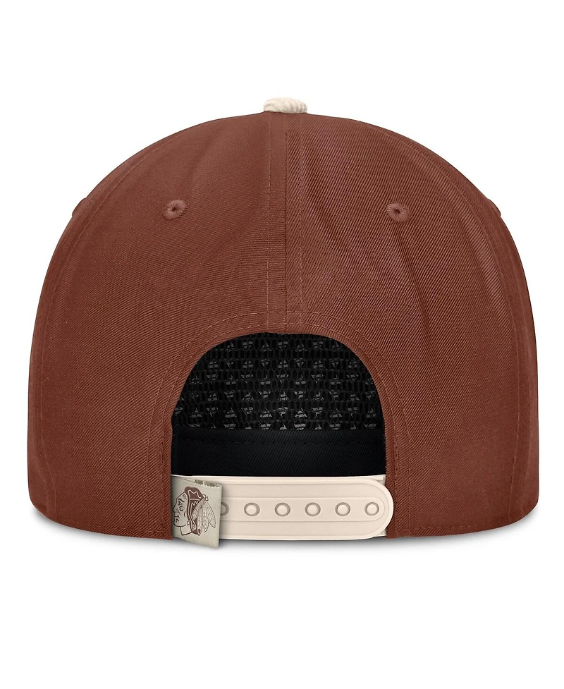 Fanatics Men's Brown/Cream Chicago Blackhawks Reminisce Vintage Adjustable Hat