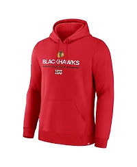 Fanatics Men's Red Chicago Blackhawks Centennial Fleece Pullover Hoodie