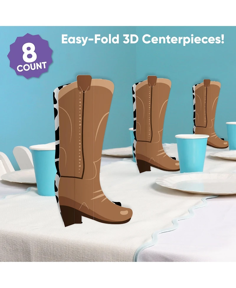 Freestanding 3D Western Cowboy Boots Centerpiece Table Decorations