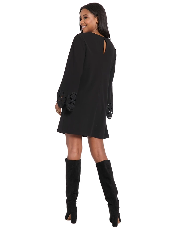 London Times Women's Scuba Crepe Embellished A-Line Dress