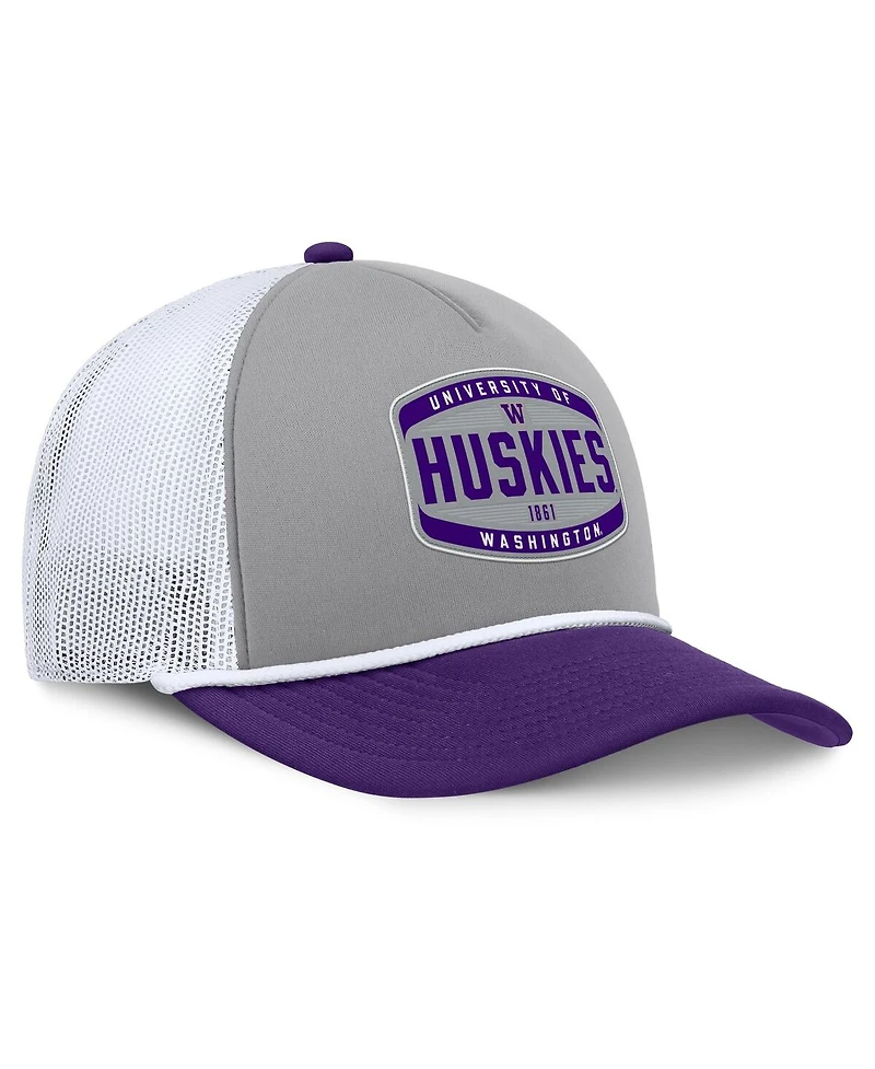 Fanatics Men's Gray/Purple Washington Huskies Course Foam-Front Adjustable Trucker Hat