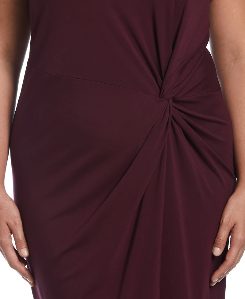 Ella Rafaella Plus Ponte Knit Twist Front Sleeveless Midi Dress