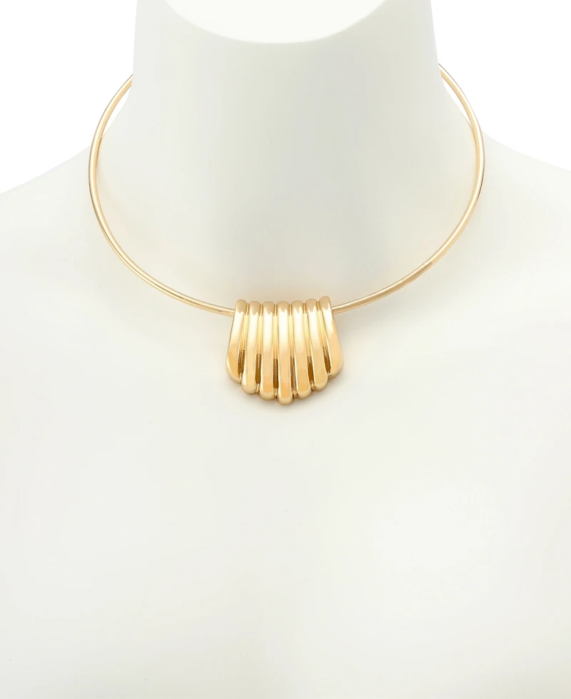 Robert Lee Morris Soho Gold Ribbed Tube Statement Wire Necklace