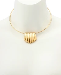 Robert Lee Morris Soho Gold Ribbed Tube Statement Wire Necklace