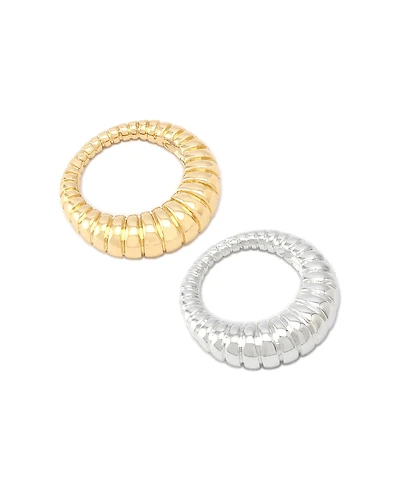 Robert Lee Morris Soho Two-Tone Rubbed Tube Band Ring Set