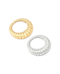 Robert Lee Morris Soho Two-Tone Rubbed Tube Band Ring Set