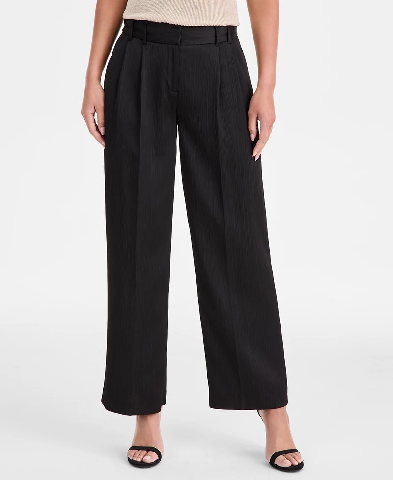 Tahari Asl Women's Crinkle-Satin Wide-Leg Pants