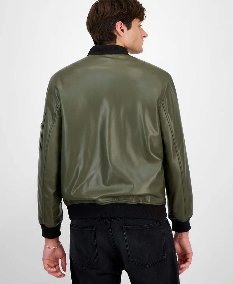 Hugo By Hugo Boss Men's Balamo Faux Leather Bomber Jacket