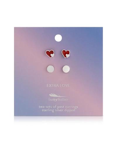 Lucky Feather Earring Set - 2 pr - Hearts/rounds (silver) - Extra Love