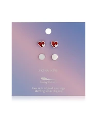 Lucky Feather Earring Set - 2 pr - Hearts/rounds (silver) - Extra Love