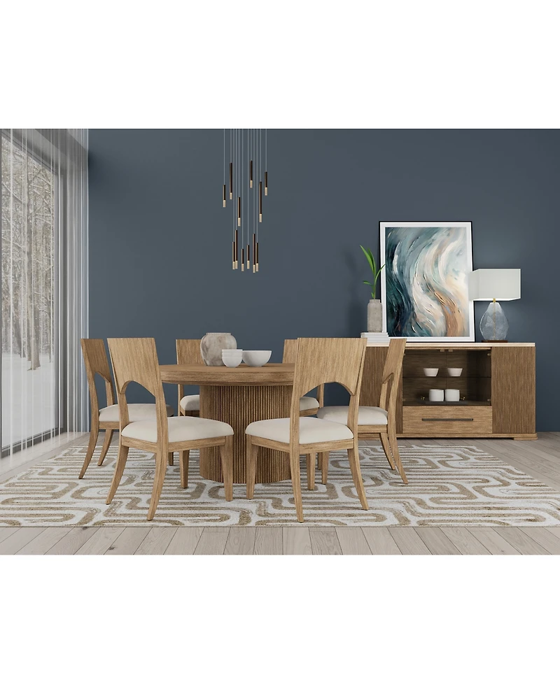 Frandlyn 7pc Dining Set (Round Dining Table + 6 Side Chairs