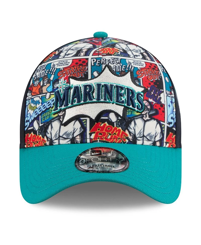 New Era Men's Navy/Teal Seattle Mariners 2025 Mlb Diamond Hero Edition A-Frame 9FORTY Adjustable Hat