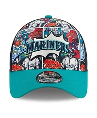 New Era Men's Navy/Teal Seattle Mariners 2025 Mlb Diamond Hero Edition A-Frame 9FORTY Adjustable Hat