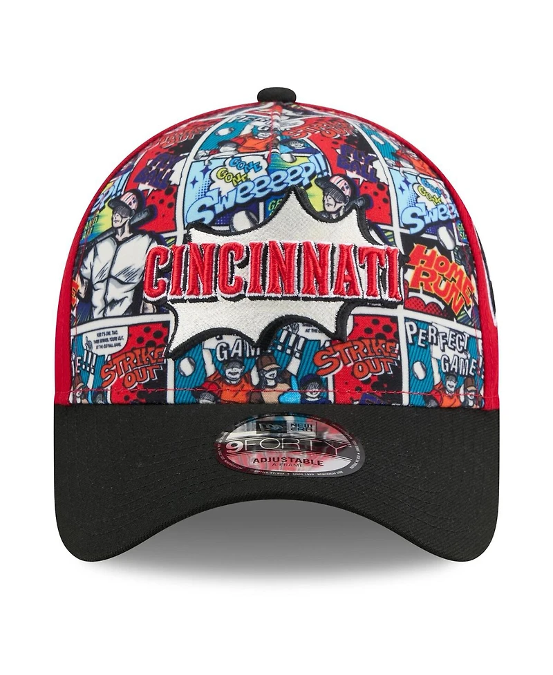 New Era Men's Red/Black Cincinnati Reds 2025 Mlb Diamond Hero Edition A-Frame 9FORTY Adjustable Hat