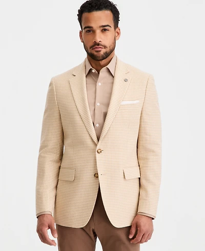 Ted by Baker Men's Tan Mini Check Modern-Fit Blazer