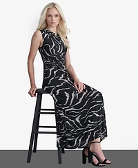 Dkny Women's Sleeveless Cowl Neck Ruched Long Dress